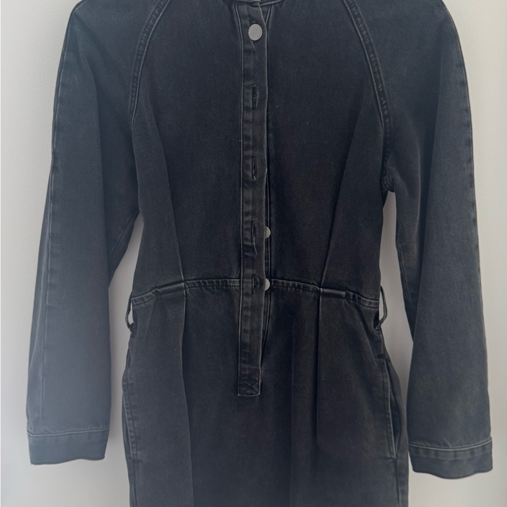 Zara Black denim mini dress with Waist-Defining Detail